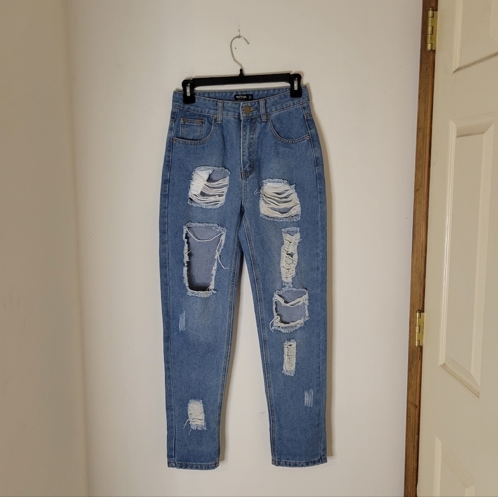 Nasty Gal "Girl Talks" Distressed Mom Jean - Size (2)- Great Condition